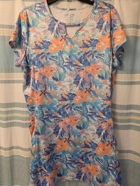 Reel Legends Freeline Womens Dress Size XL Floral Multi Color Pockets Fishing
